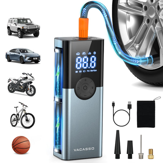 Portable Tire Inflator Air Compressor with LED Flashlight, 2x Faster Inflation Electric Air Pump With Digital Pressure ...