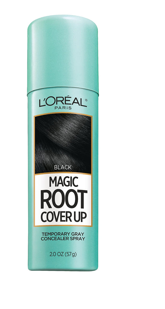 Conceales Gray Roots with L'Oreal Paris Temporary Gray Color Spray.