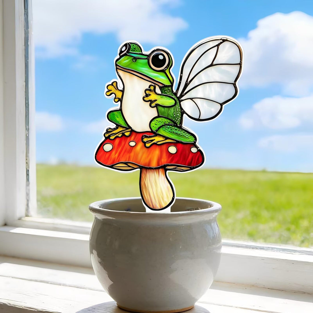 Frog Shaped Plant Stake for Yard Decoration