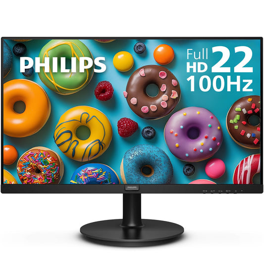 PHILIPS 22 inch Class Thin Full HD (1920 x 1080) Monitor, 100Hz Refresh Rate, VESA, HDMI x1, VGA x1, LowBlue Mode, Adaptive S