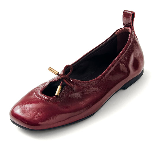 Riekhany Women Ballet Flats Square Toe Lace Up Bow Ballerina Shoes