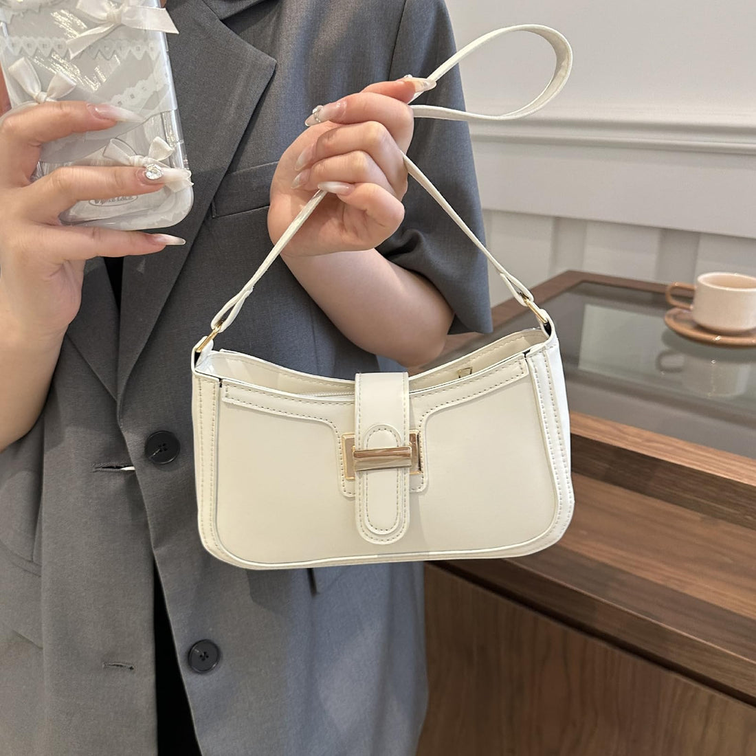 Shoulder Bag for Women, Leather Handbag Purse with Zipper Underarm Versatile Tote Handbags Purse ...