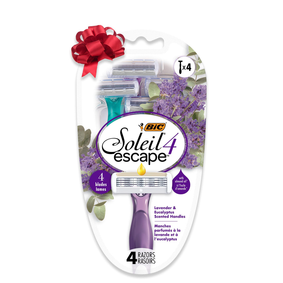 Bikini line razor with lavender and eucalyptus scented disposable blades.