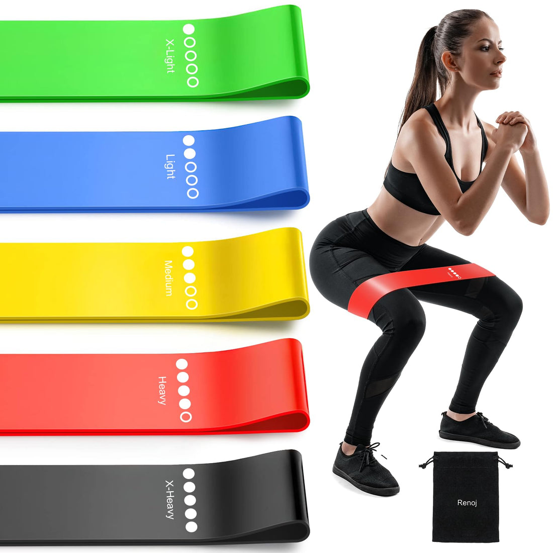 Elastic Resistance Bands for Fitness, Therapy, and Yoga Starter Kit.