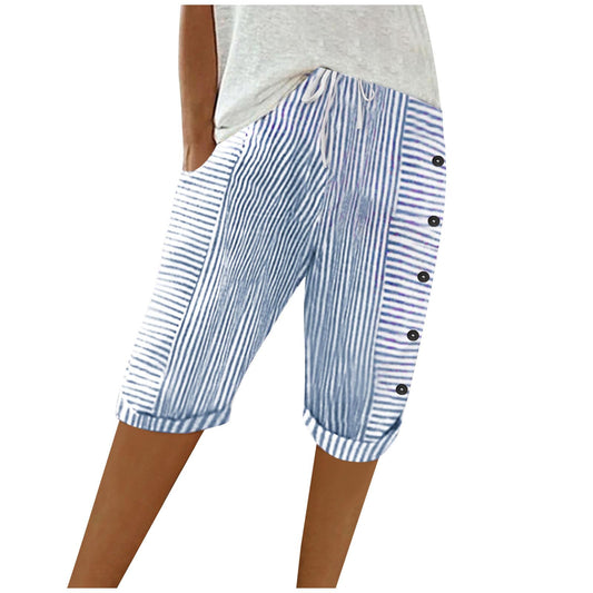 Bawilom Women's Stripe Print Bermuda Shorts