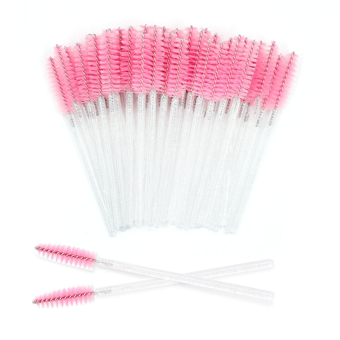 Eyelash Brush Makeup Kit with Dispensable Lash Spoolies and Pink