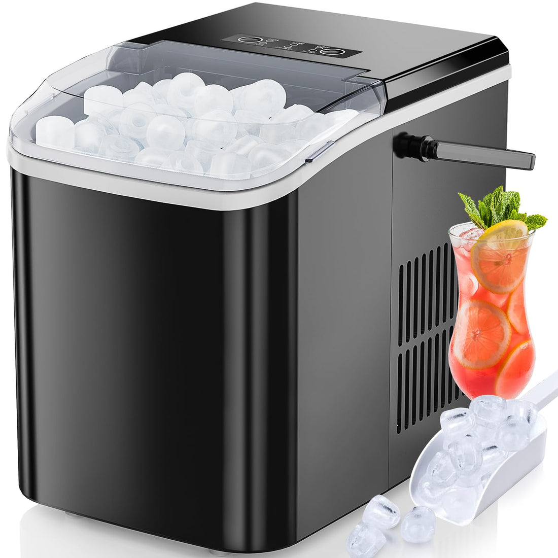 Compact DUMOS Ice Maker for Home, Fast 26lbs in 24Hours
