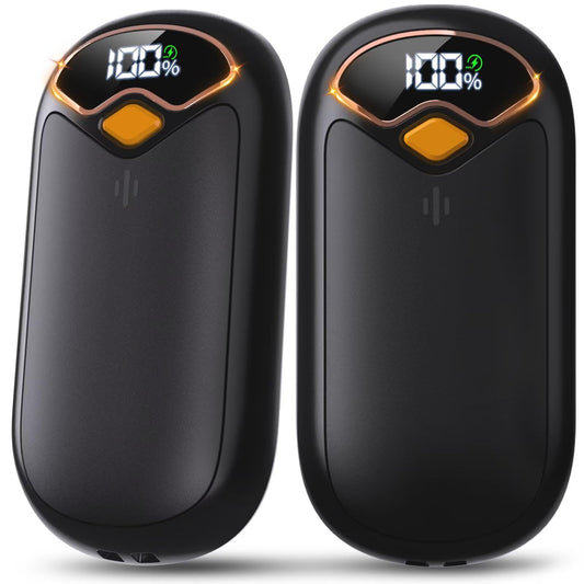 Portable, Rechargeable, LED-Display Hand Warmers - 20-Hour Long-Lasting Active Heating.