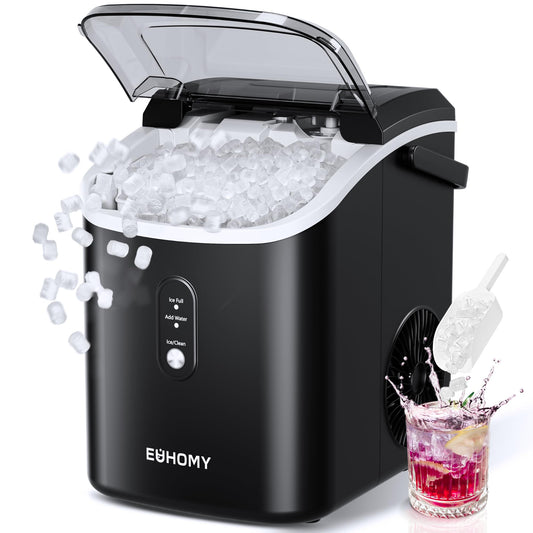 EUHOMY Nugget Ice Maker Countertop with Handle, Ready in 6 Mins, 34lbs Per Day, Removable Top ...