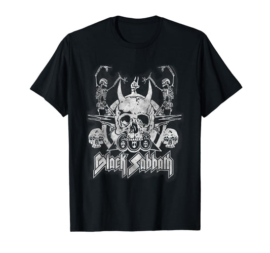 Black Sabbath Official Vintage Dancing Skeletons T-Shirt.