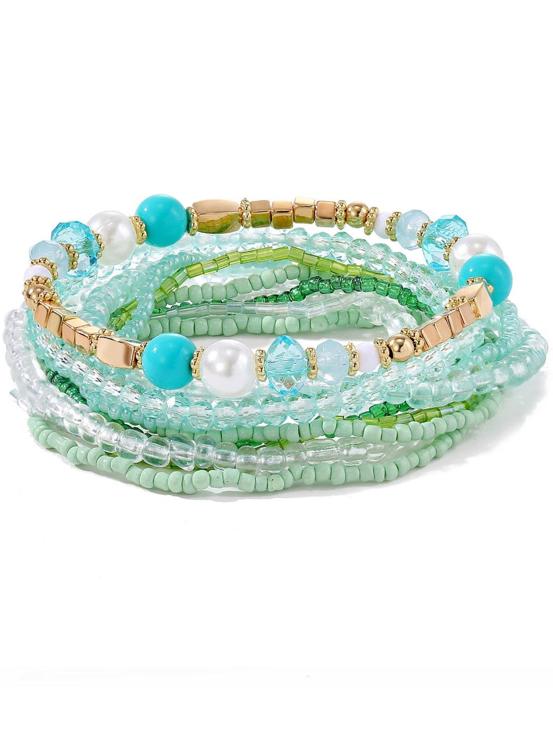 Trendy Boho Beaded Bracelet Pack for Women, Friendship Jewelry Sets.