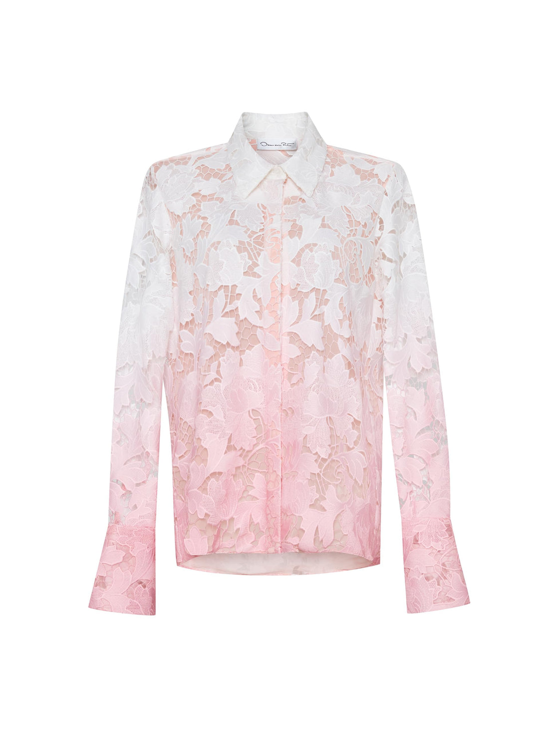 Exquisite Oscar de la Renta ombre peony guipure lace blouse.