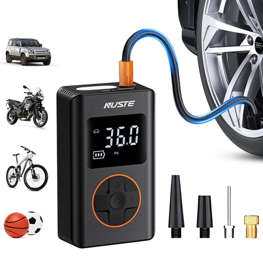 NUSTE Tire Inflator Portable Air Compressor - 150PSI Cordless Mini Bike Tire Pump, Air Pump for Car Motorcycle Bicycle ...