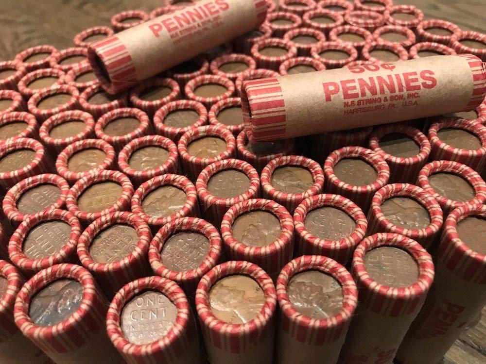 50 Wheat Pennies (Unsearched Shotgun Roll) - Mixed Years Circulated Good or Better..