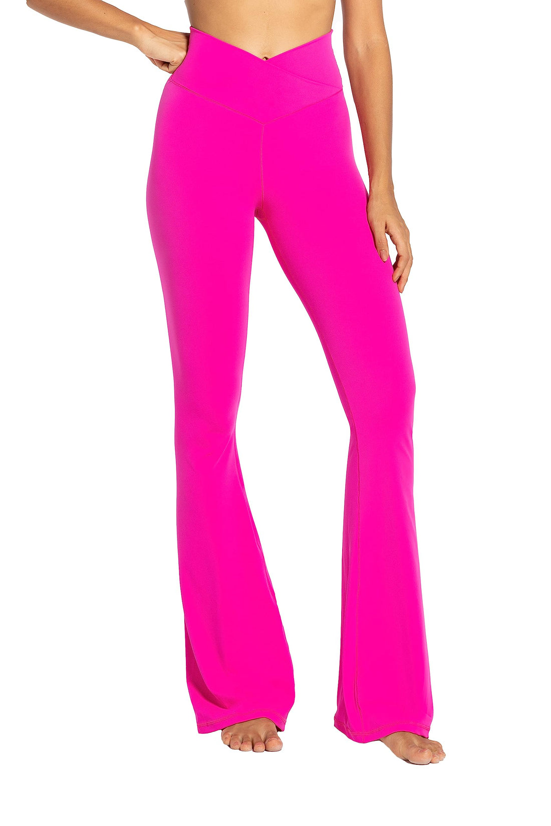 Women's High-Waisted Hot Pink Flare Yoga Pants