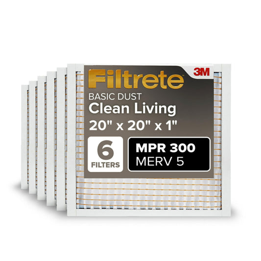 Filtrete 20x20x1 AC Furnace Air Filter, MERV 5, MPR 300, Capture Unwanted Particles, 3-Month ...