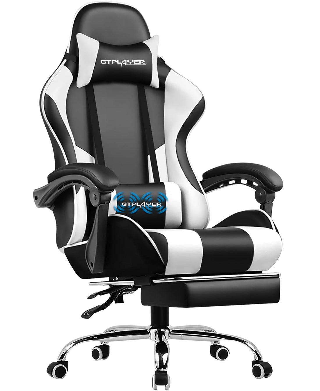 GTPLAYER Gaming Chair, Computer Chair with Footrest and Lumbar Support, Height Adjustable Game ...