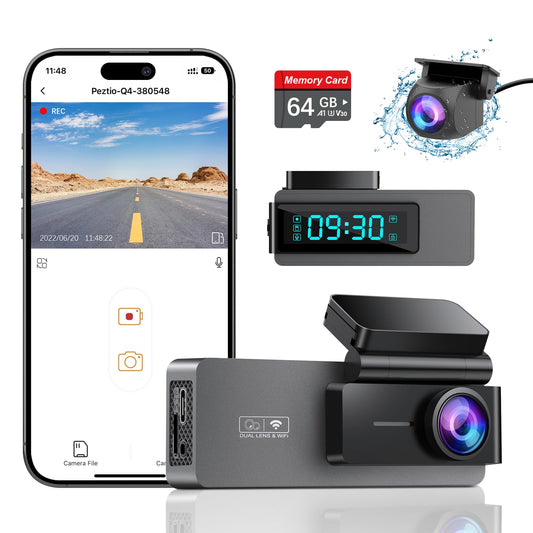 ARIFAYZ Dash Cam Front and Rear 4K+1080P, Free 64GB Card, Built-in WiFi, Dash Camera for Cars, Car...