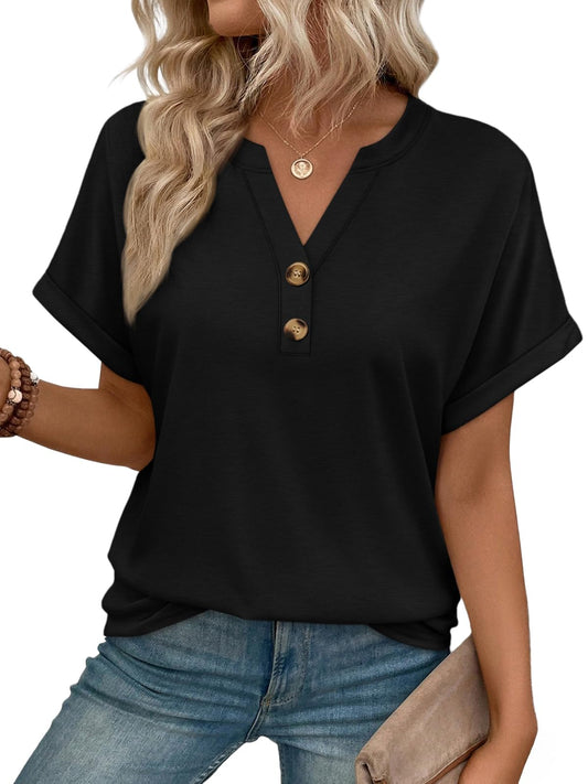 Womens Short Sleeve Henley Tops 2026