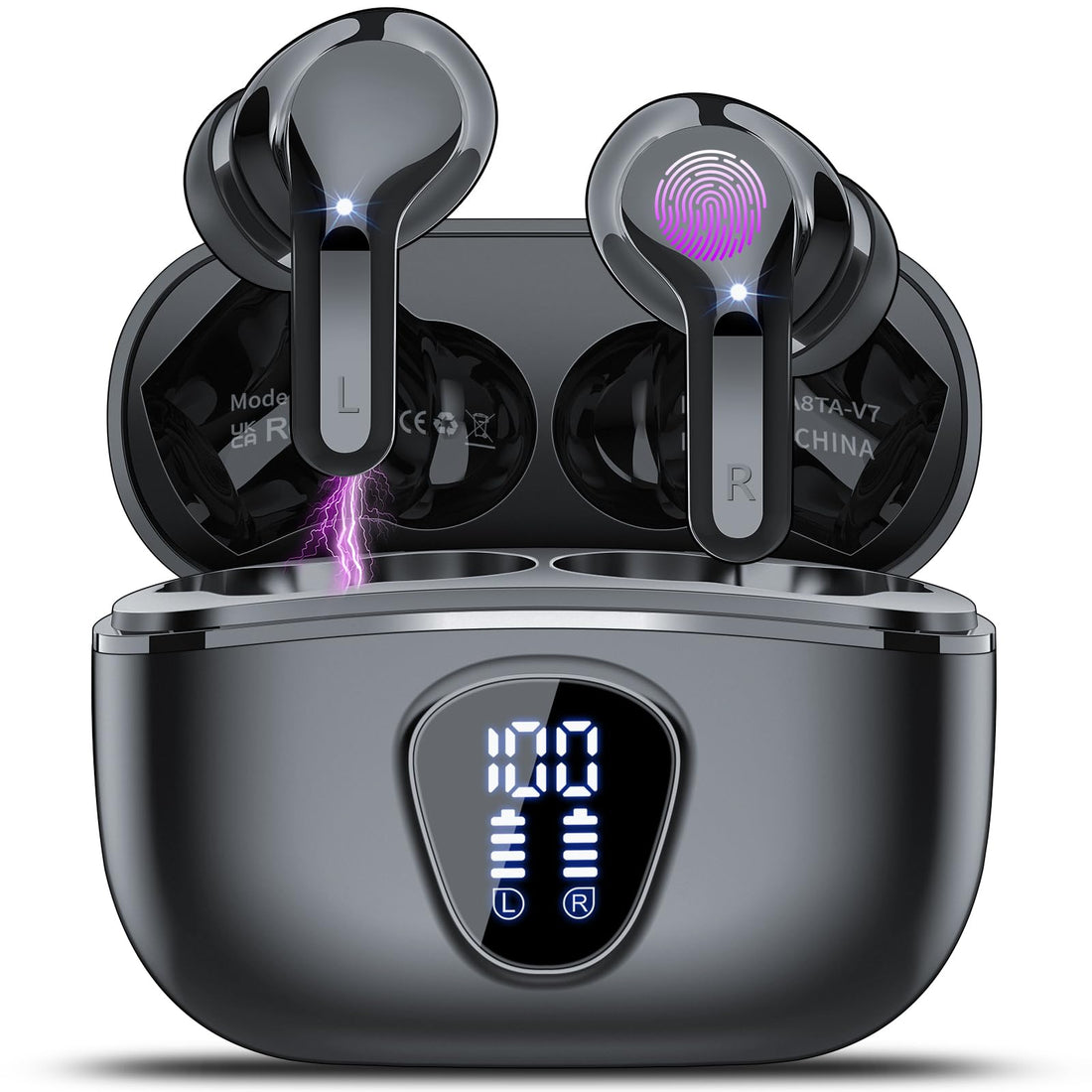 Wireless Earbuds 2024 Bluetooth 5.3 Headphones, 40H Playback HiFi Stereo Ear Buds with LED Display, Noise Cancelling Earbuds,