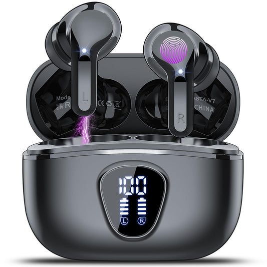 Wireless Earbuds 2024 Bluetooth 5.3 Headphones, 40H Playback HiFi Stereo Ear Buds with LED Display, Noise Cancelling Earbuds,