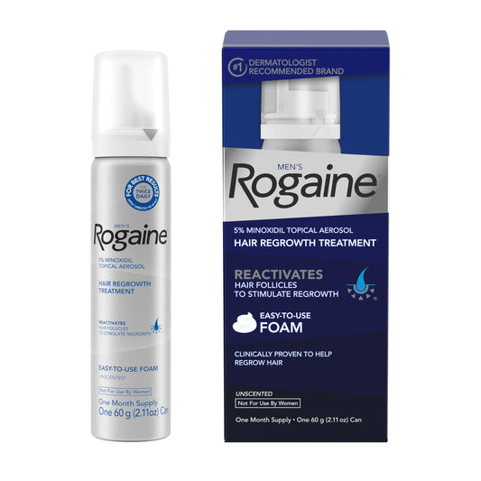 Men's Rogaine 5% Minoxidil Topical Foam, One Month Supply.