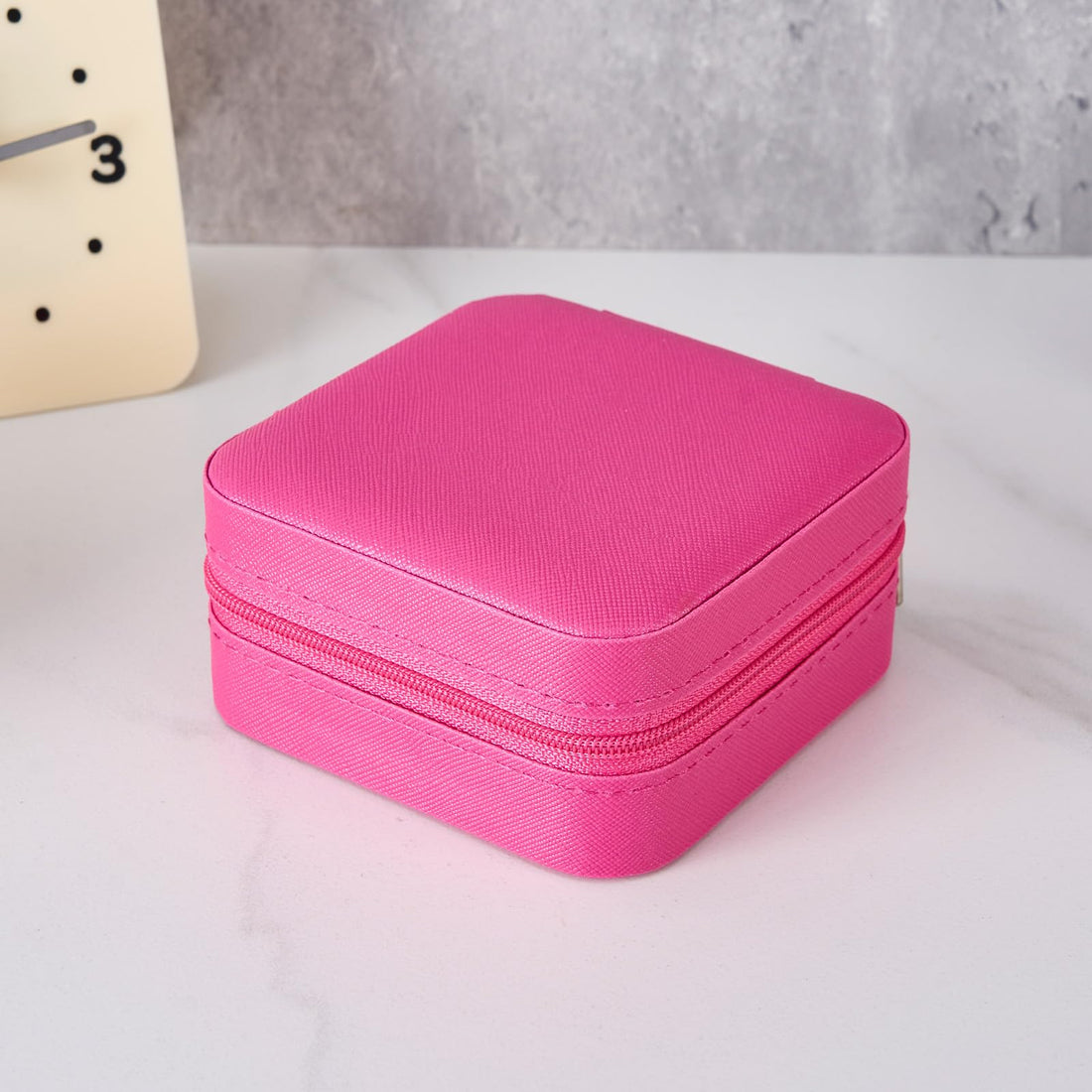 Portable Pink Leatherette Travel Jewelry Organizer Case