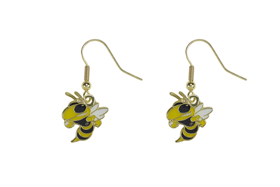 Aminco NCAA Georgia Tech Yellow Jacket Logo Dangler Earrings, Size 2.5.