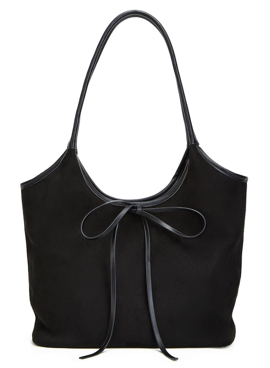 Vintage French Bow Tote Bag for Women - Large Capacity Shoulder Purse