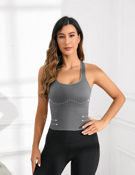 Women's Grey Compression Yoga Tank Top