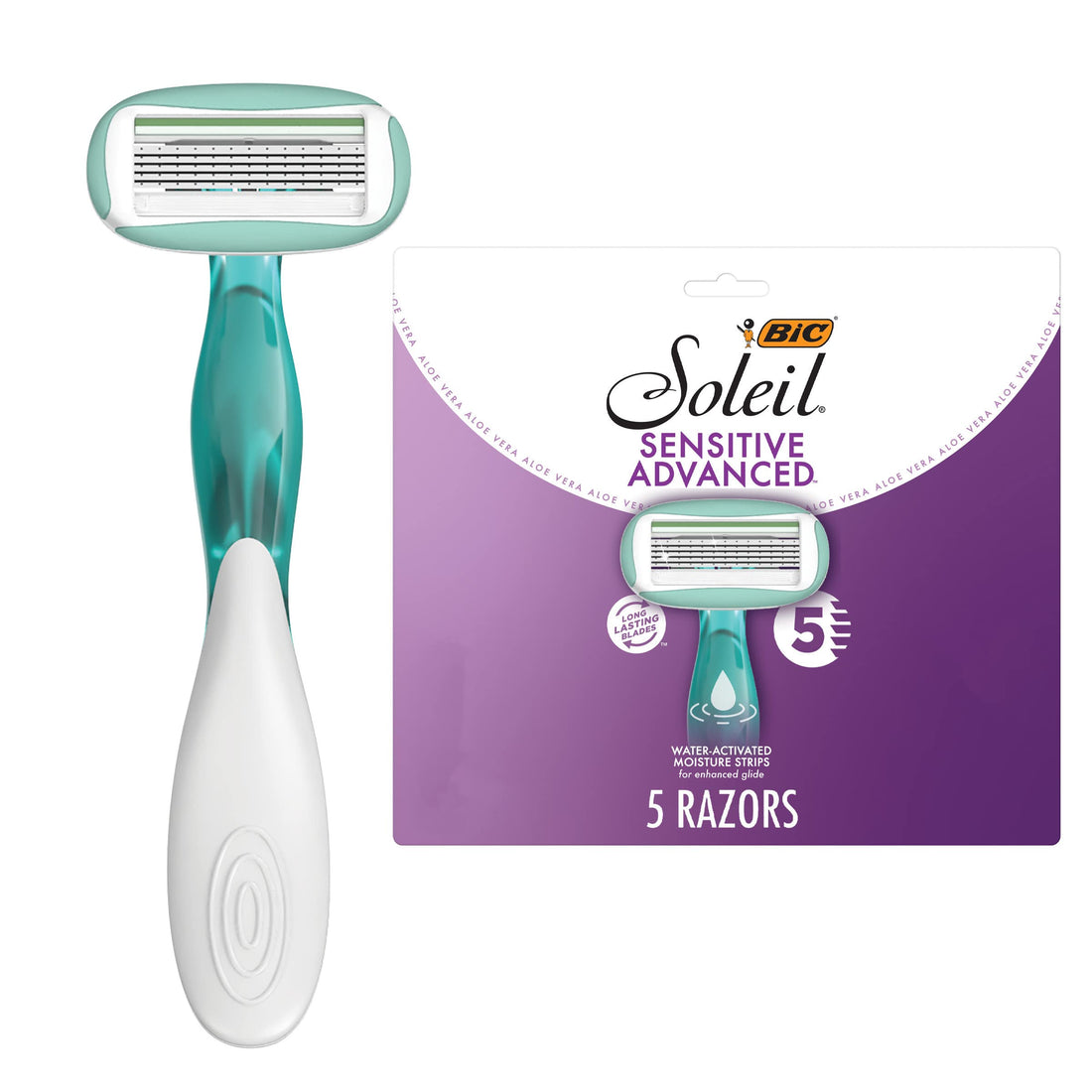 Women's Razors for Sensitive Skin with Moisture Strip for Glide