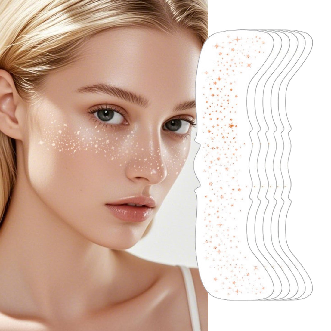 Rose Gold Glitter Freckles Face Tattoos