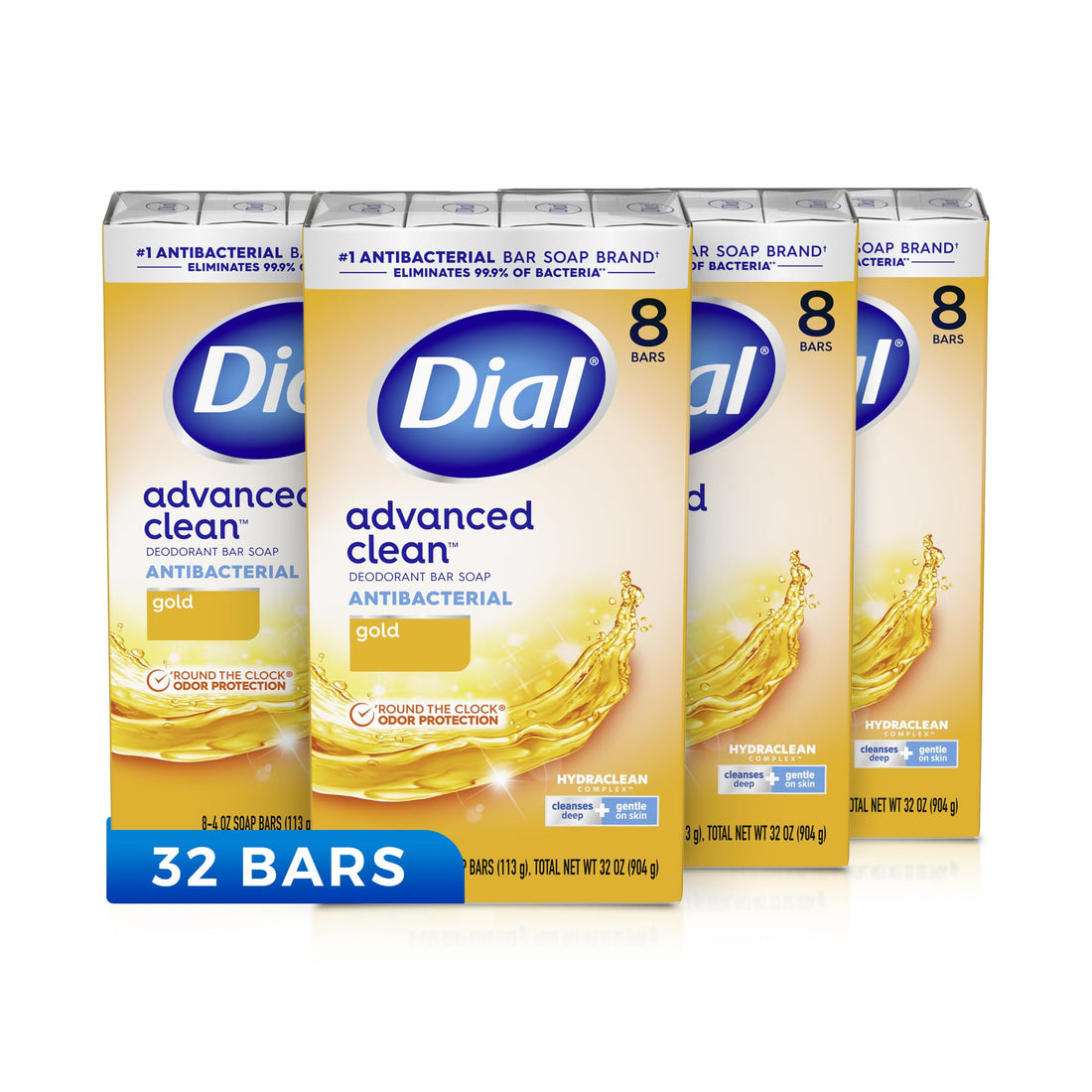 Dial Antibacterial Bar Soap, Gold, 8 Count (Pack of 4).