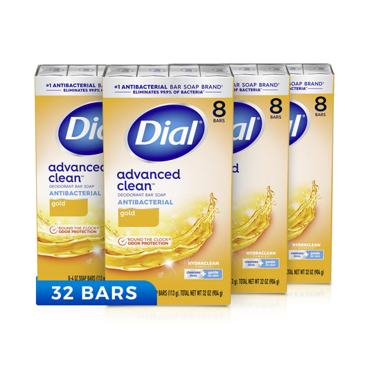 Dial Antibacterial Bar Soap, Gold, 8 Count (Pack of 4).