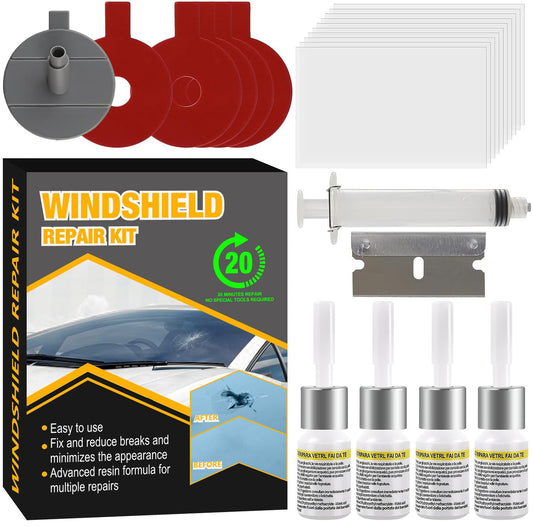 Windshield Repair Kit for Chips and Cracks, Nano Glass Repair Fluid with Enhanced Injection Head, 4 Pack Windscreen ...