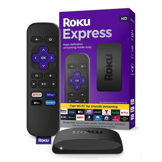 Roku Express | HD Roku Streaming Device with Standard Remote (no TV controls), Free ⁘ Live TV.