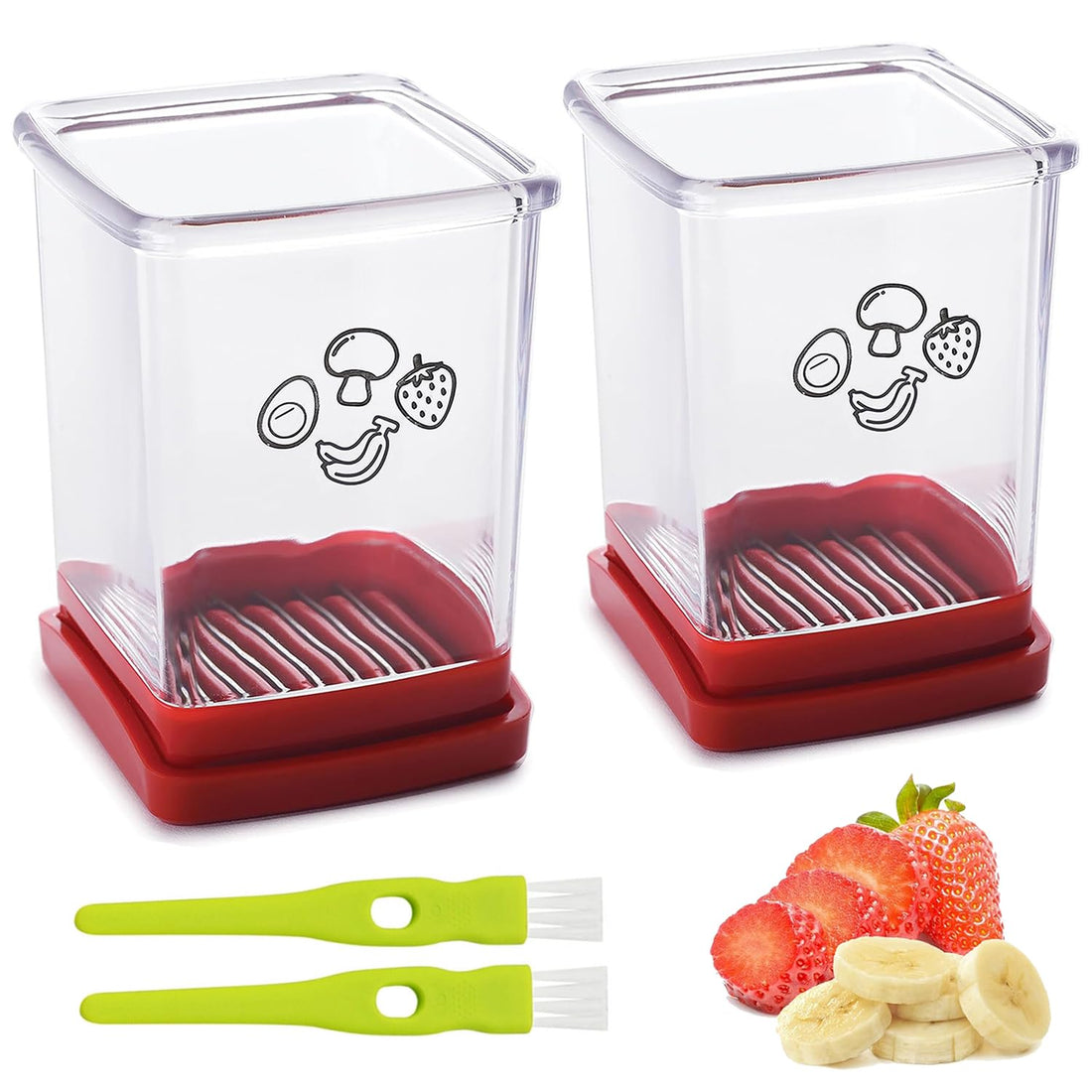 Stainless Steel Cup and Fruit Slicer with Push Plate