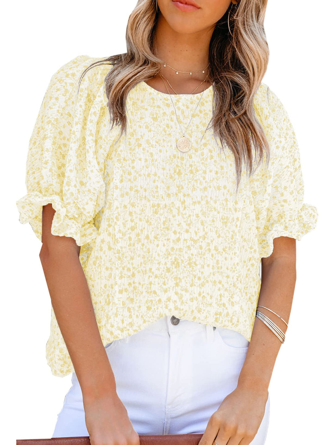 Summer Fun and Flirty Lady Tee Tops in Yellow