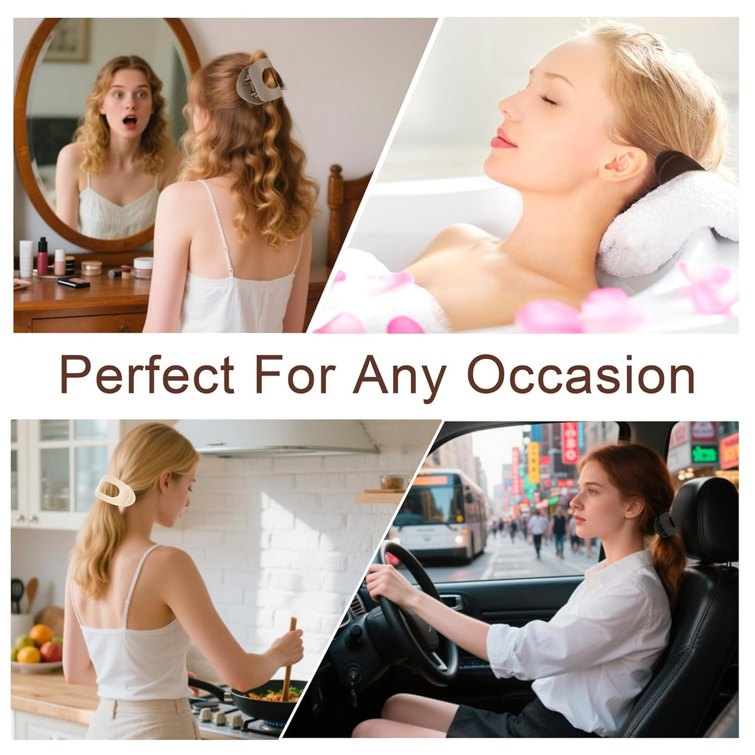 Flat Hair Clips for Women and Girls - 6 PCS Matte Claw Clips Set