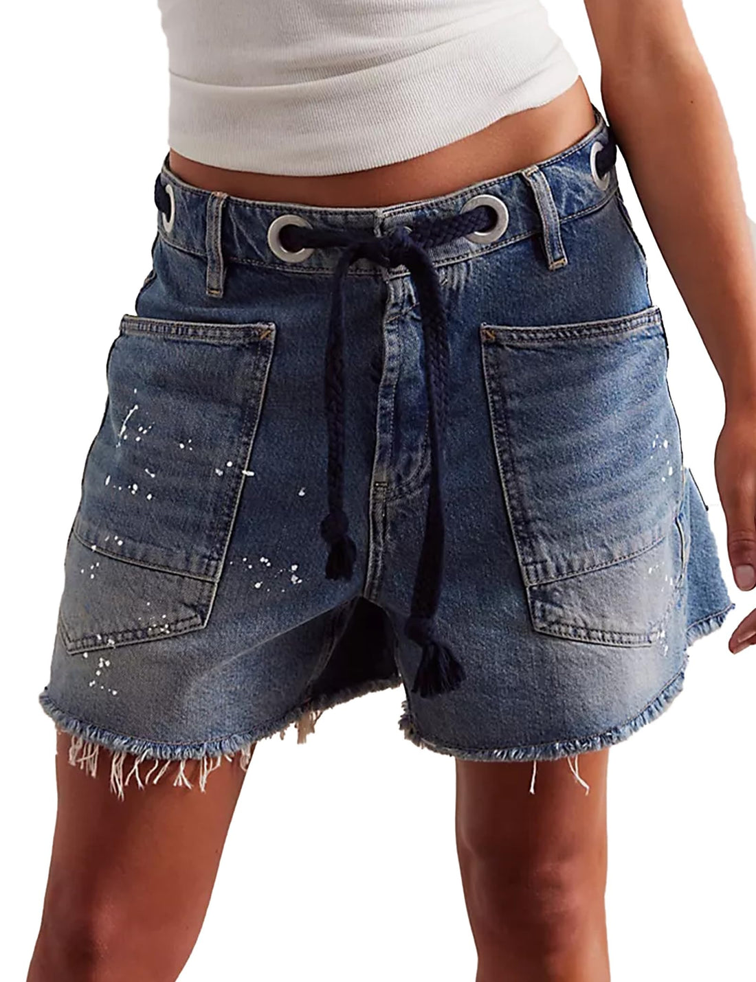 Mewunan Women's Moxie Barrel Jean Shorts 2026 Summer Casual Drawstring Baggy Denim Shorts Y2K Raw ...