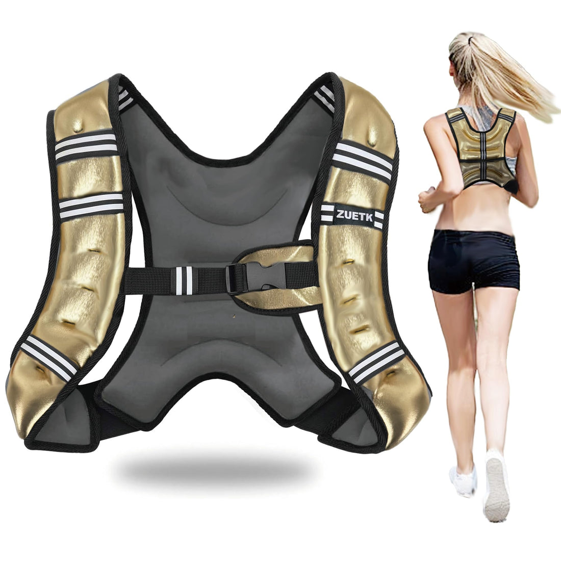 ZUETK Weighted Vest with Reflective Stripe - Adjustable Weights for Men and Women