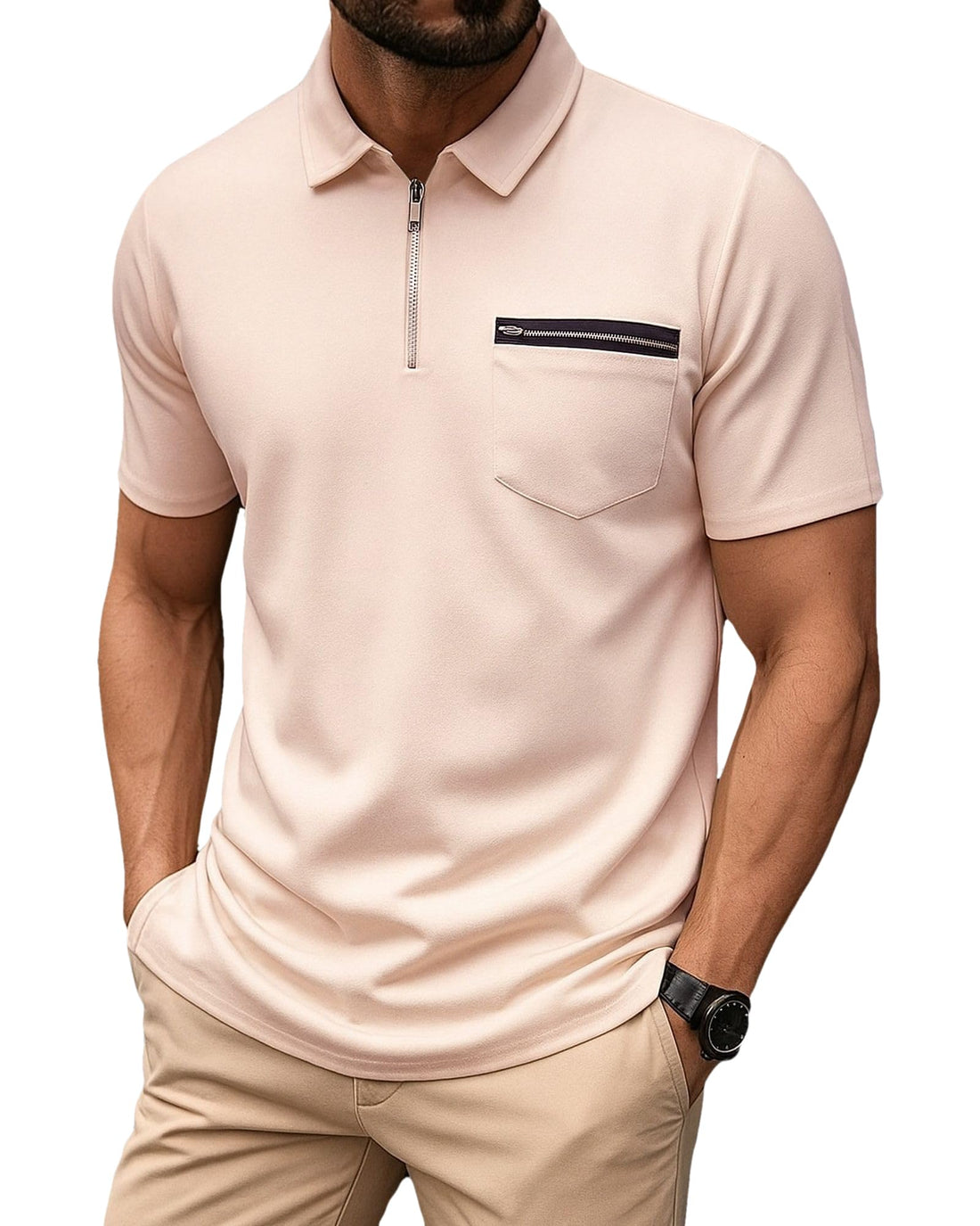 Men's Classic Fit Khaki Polo Shirt