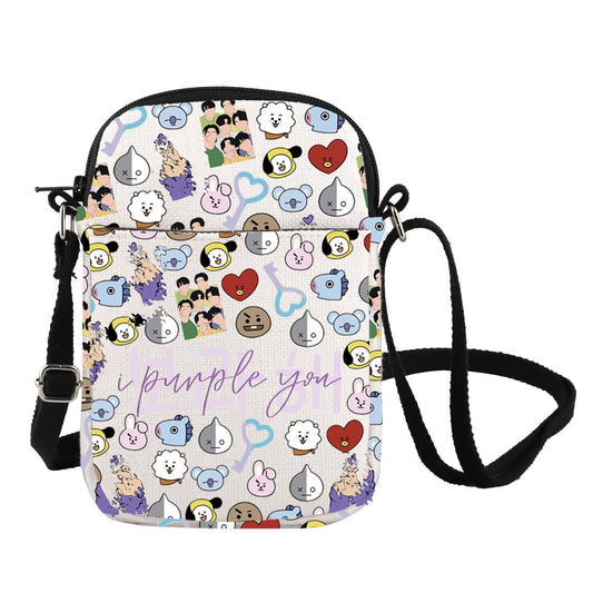 K-pop Army Group Crossbody Bag Merchandise for Fans Purple You Army Group Bag.