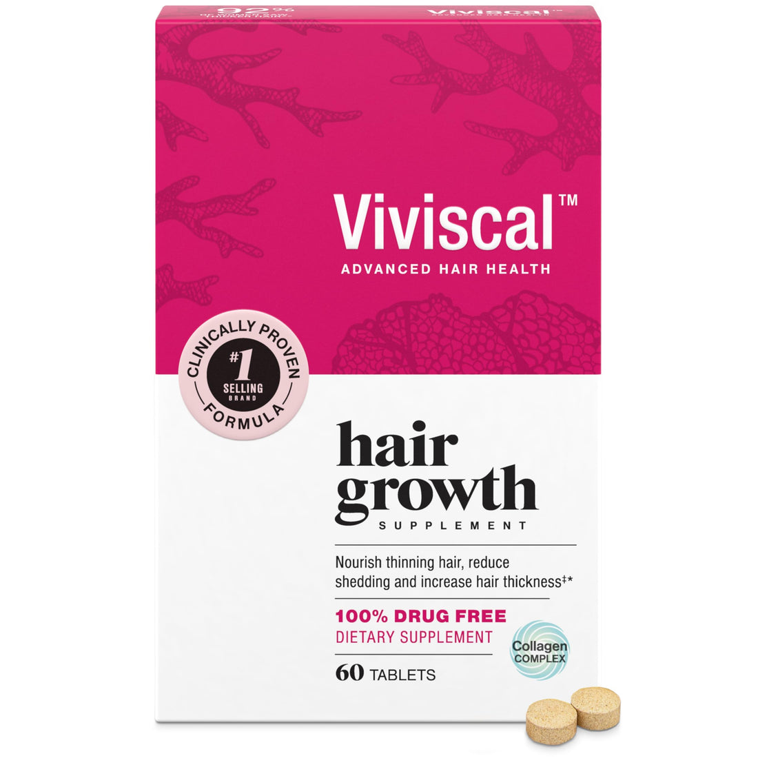 Viviscal Hair Growth Supplements For Women For Thicker, Fuller Hair, Nourishes Thinning ⁘ Loss, ...