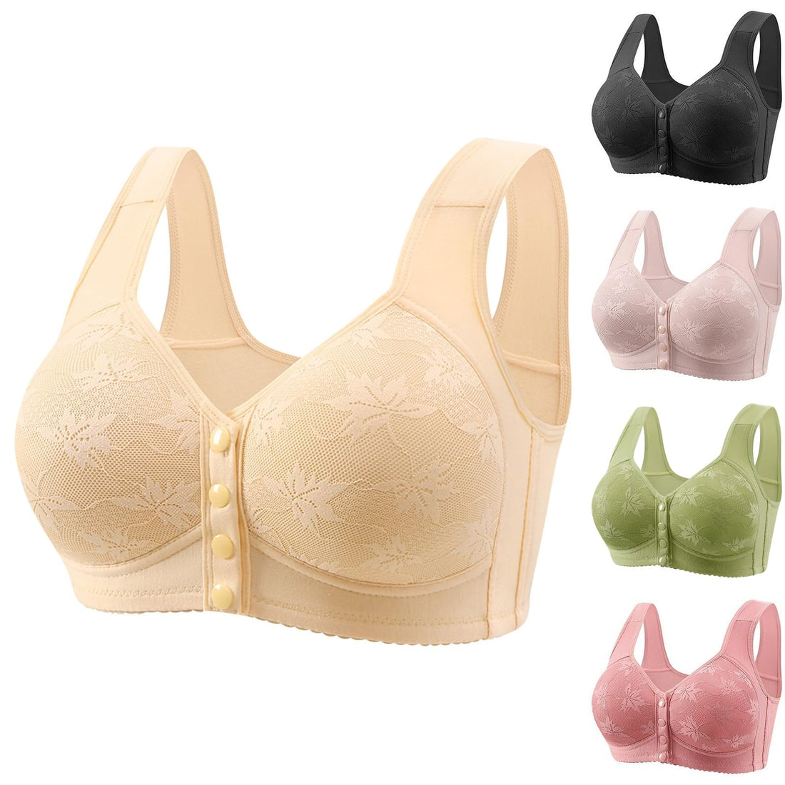 Daisy Bras for Older Women Front Closure Bras Push Up Bra No Underwire Plus Size Front Button Bra.