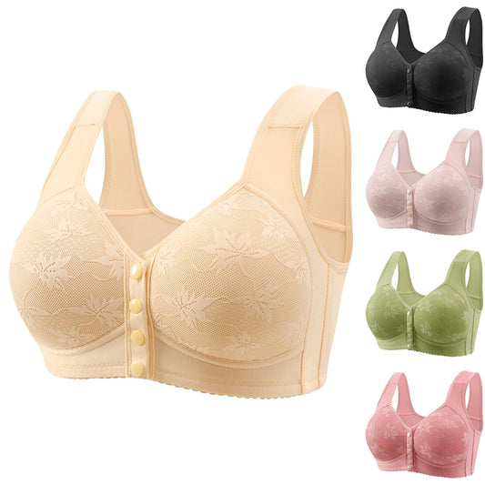 Daisy Bras for Older Women Front Closure Bras Push Up Bra No Underwire Plus Size Front Button Bra.