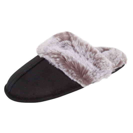 Soft and Cozy Faux Fur House Slippers with Memory Foam Terrance.