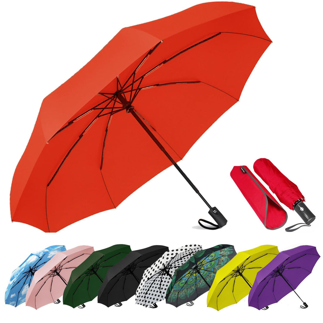 SIEPASA Windproof Travel Compact Umbrella-Automatic Umbrellas for Rain-Compact Folding Umbrella, Travel Umbrella ...