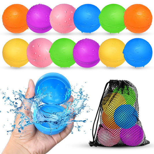 SOPPYCID 12Pcs Reusable Water Balloons, Pool Beach water Toys for Boys and Girls, Outdoor Summer Toys for Kids Ages 3-12, Mag