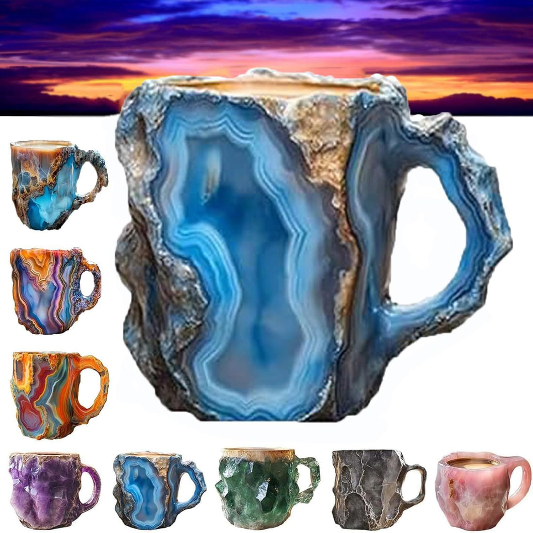 Colorful Mineral Crystal Coffee Mugs for Home and Office Gift